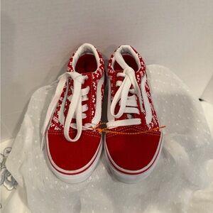 Vans Kids Red and White Sneakers